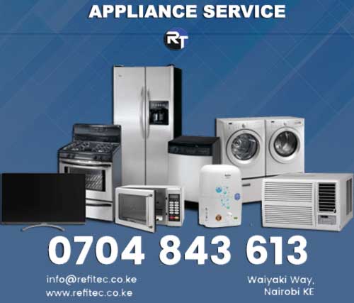 RefiTech Kenya provides convenient Fridge Repair in Narobi, Television Repair, Washing Machine Repair, Oven Repair, Home Appliances and Electronics Repair Servics. Get Affordable Television Repair Services, Microwave Repair, Fridge & Freezer Services, Electric Cooker Maintenance, Home Theatre Repair in Nairobi, Electronic Appliance Installation, maintenance, and parts replacement service!